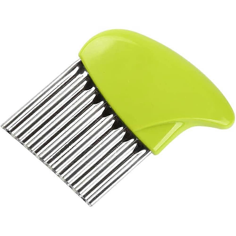Potato Crinkle Cutter, Stainless Steel Crinkle Cutting Tool (Green)