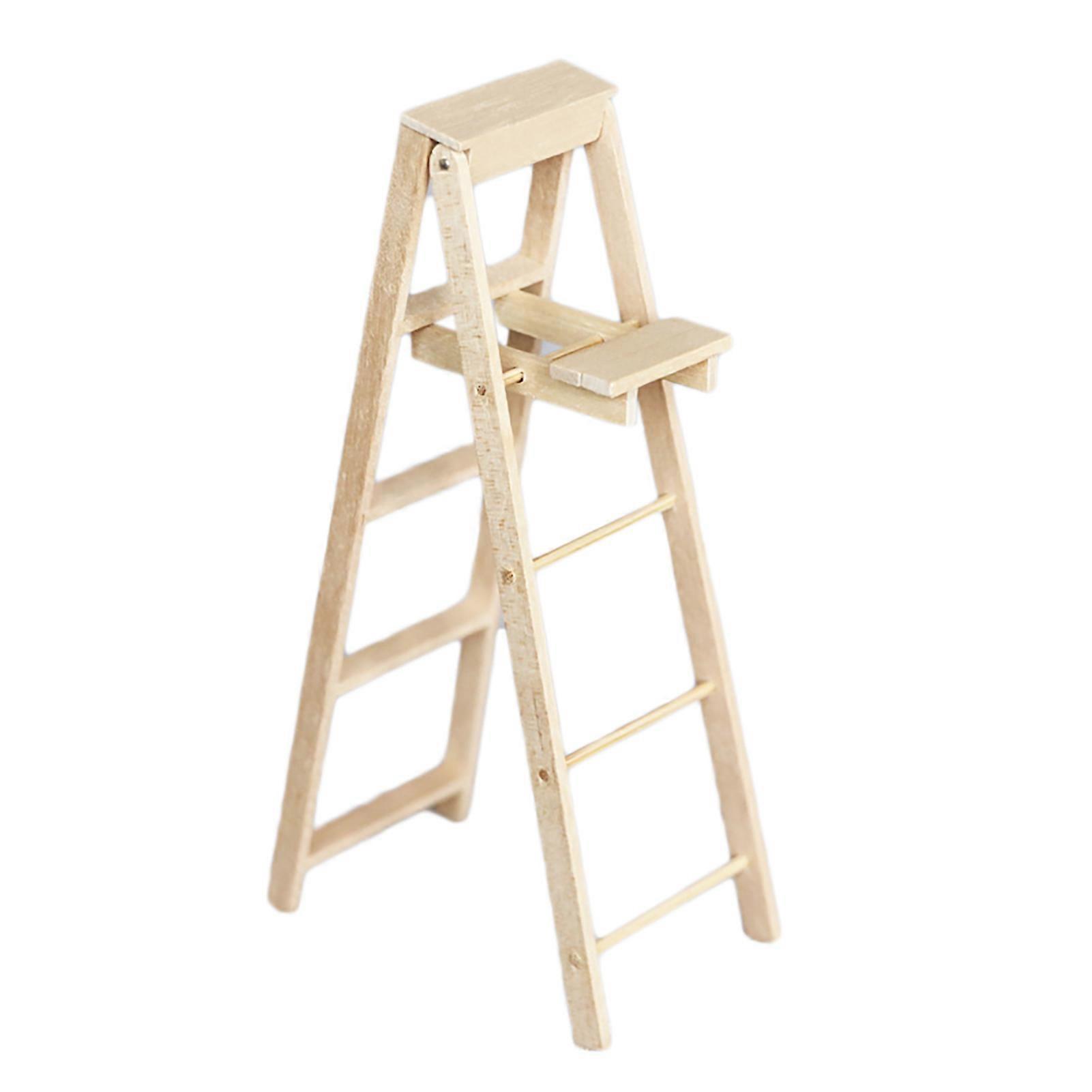 Ladder Sturdy Mini Size Wood 1:12 Miniature Dollhouse Ladder for Home KAESI