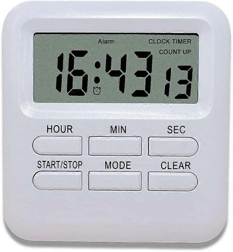 Digital Timer with 3 in 1 Clock / Alarm Function, Magnetic Kitchen Timer, Countdown Stopwatch Timer, Kitchen / Study / Sport Time Management (White)
