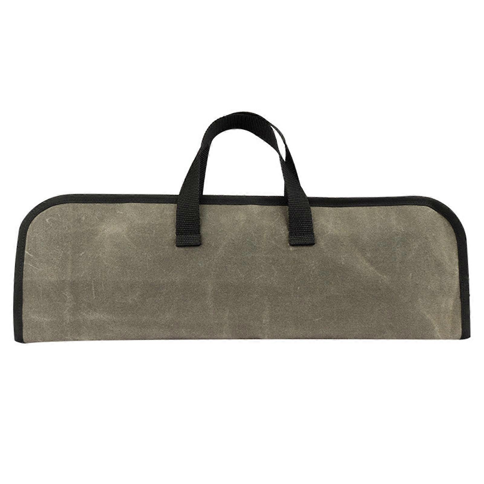 Waxed Canvas Chef Cutter Roll with Zipper Pocket Compact 4-Grids Easy to Carry Handle Secure Cutter Storage Bag