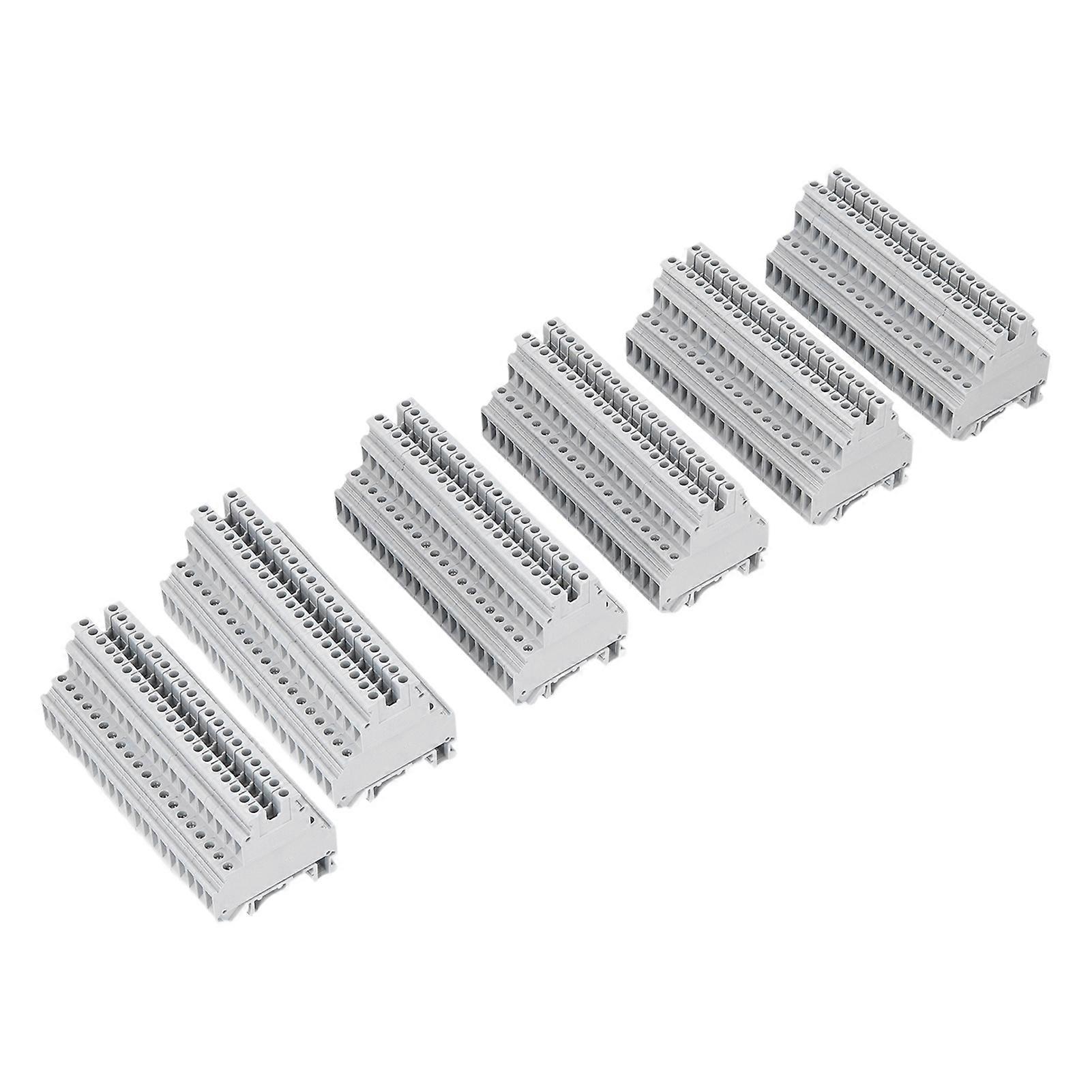 100Pcs DIN Rail Mount Terminal Dual Row Copper Rail Wiring Terminals Block 500V 32A UKK?5
