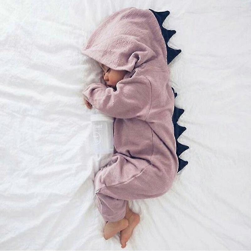 Nyfödda spädbarn pojkar flickor Dinosaur Hooded Romper Jumpsuit Pyjamas Nattkläder