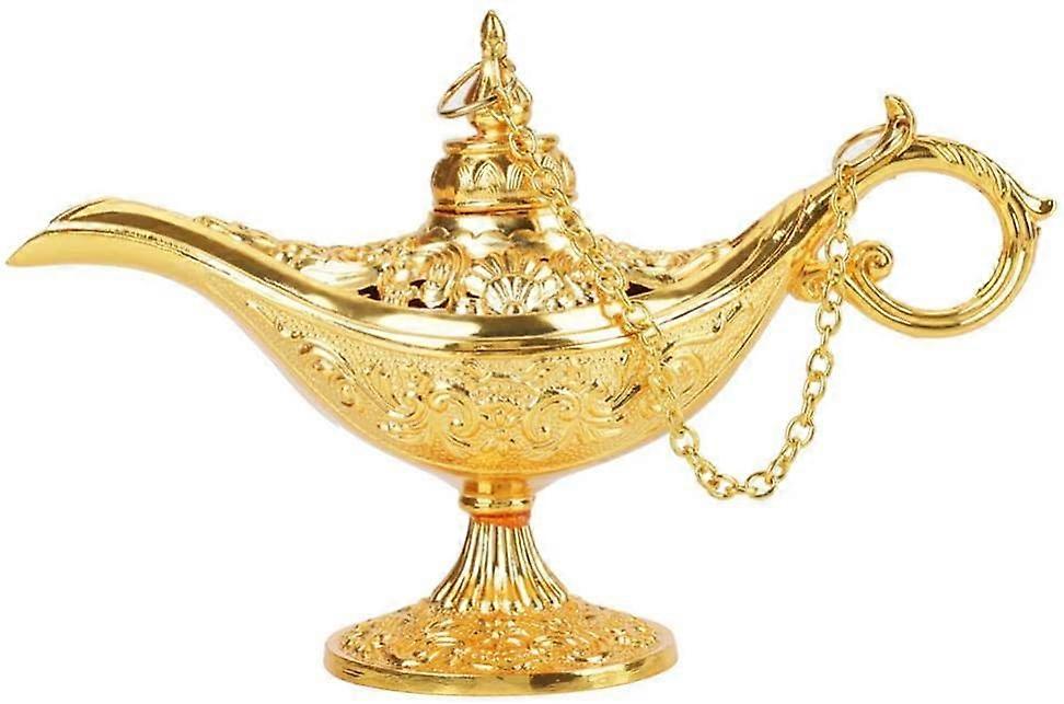 Lampe de génie en métal Aladdin, Aladdin Magic Genie Light Théière magique de luxe Rétro Elf Light Théière Lampe à huile pour la maison Collection de souhaits de lumière