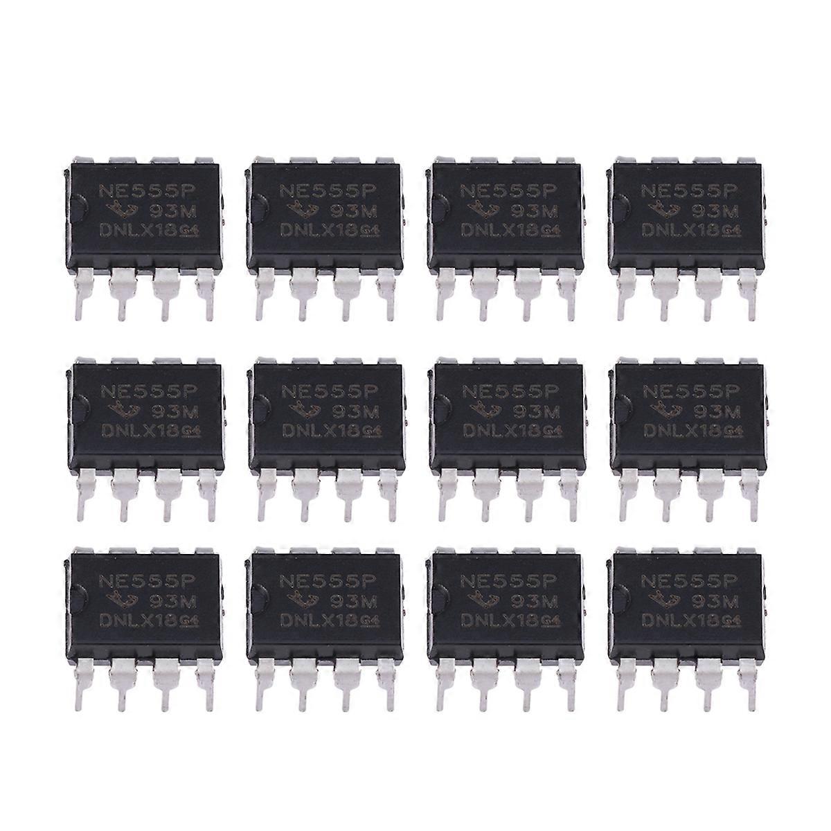 12pcs NE555P Highly Straight DIP-8 Single Bipolar Timer (Black)