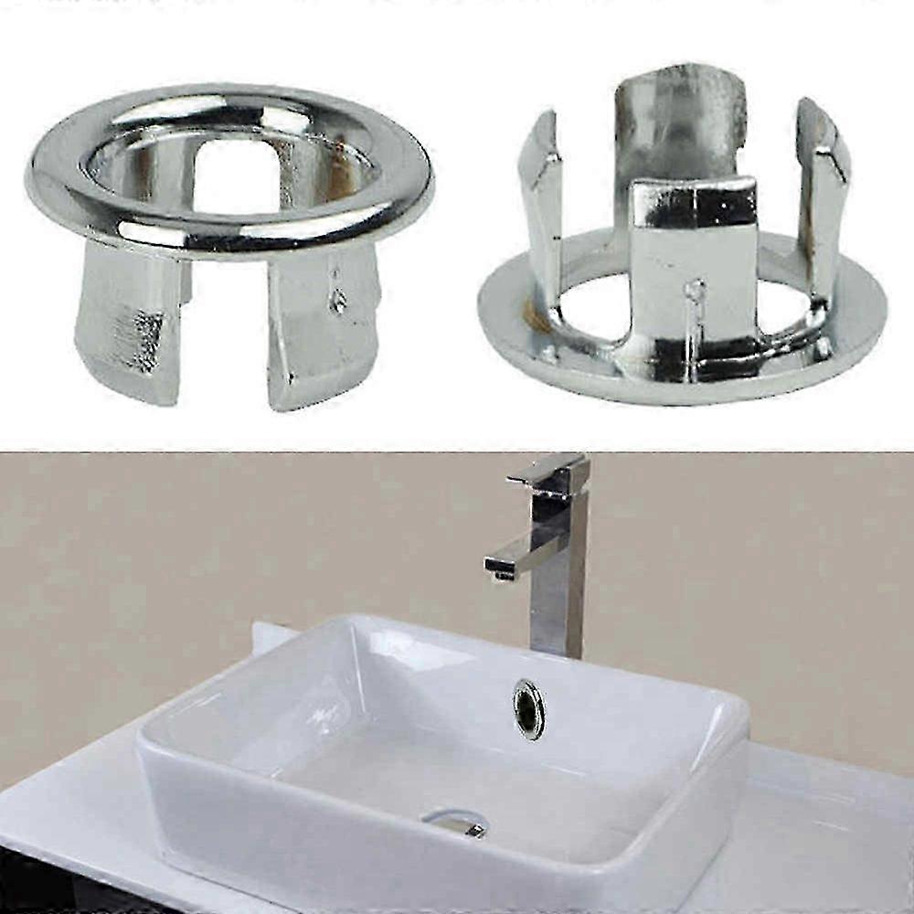 Bathroom Basin Sink Overflow Trim Ring Chrome Hole Cover Inserts Round Cap [jkw]