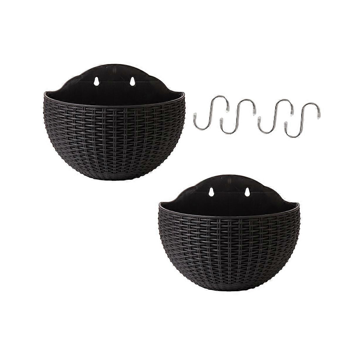 2PCS Flower Pot Wall Mounted Hanging Basket Planter Garden Plant Container Outdoors Solid Color Flo
