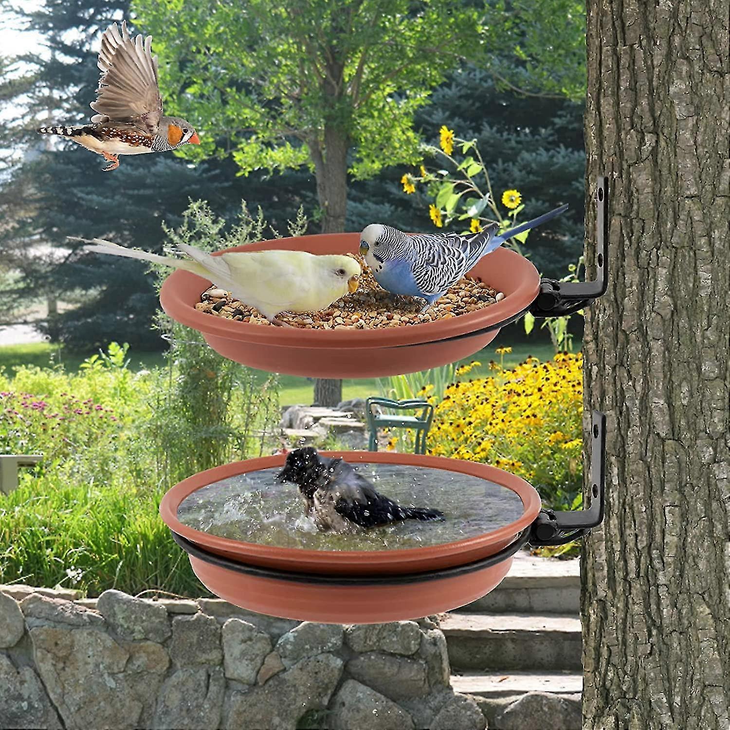 Picture of 2 Pack Wall Mounted Hanging Bird Feeder, Bird Bath Bowl & Bird Feeder ...