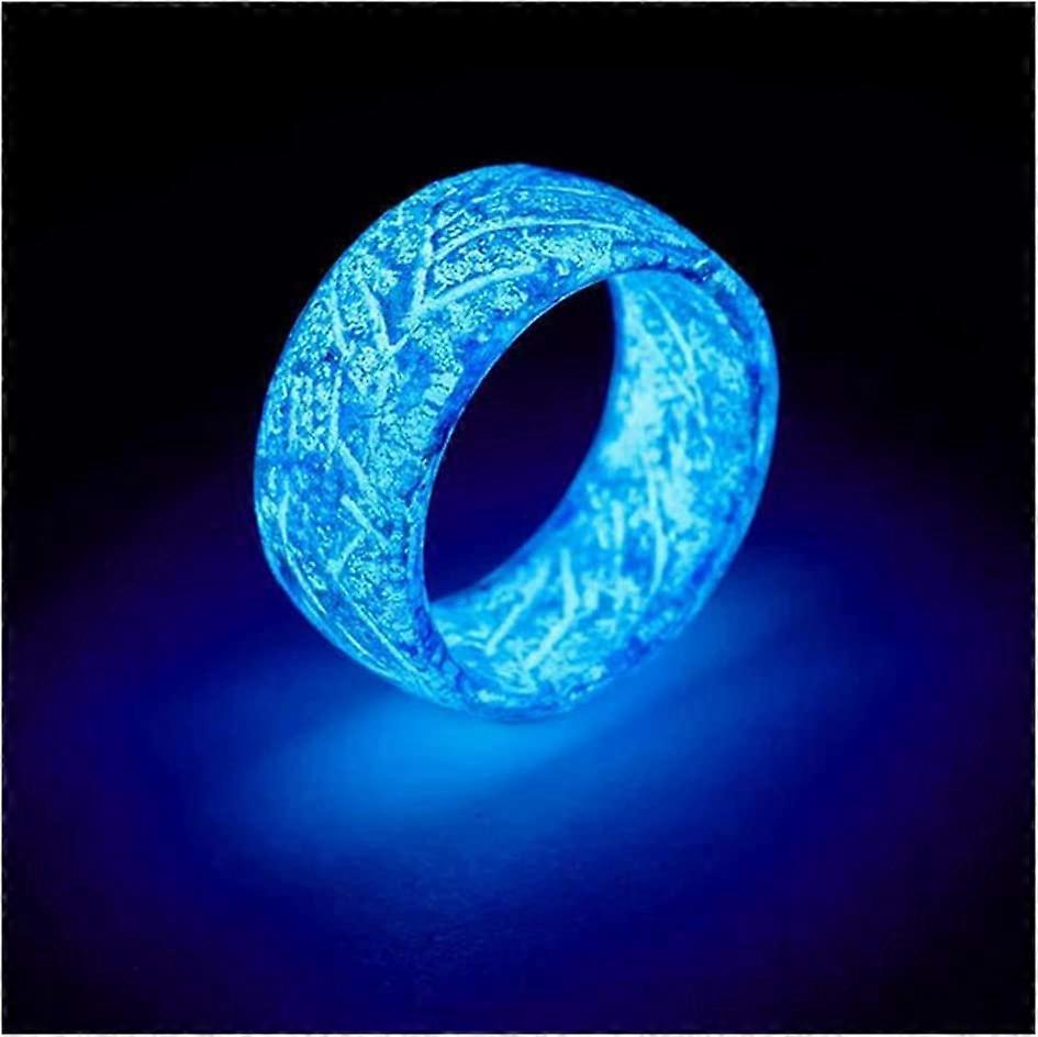 Luminous Glow Ring Glowing in The Dark Ring Unisex Decoration Fluorescent Ring Ornaments Jewelry for Women Men, Blue, 66