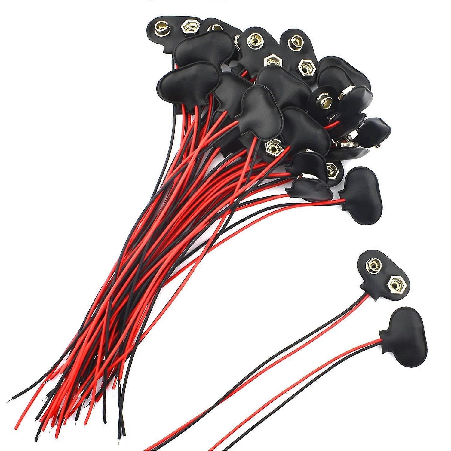 30パック9ボルトバッテリークリップコネクタバッテリースナップワイヤーコネクタ(30パック-15cm)