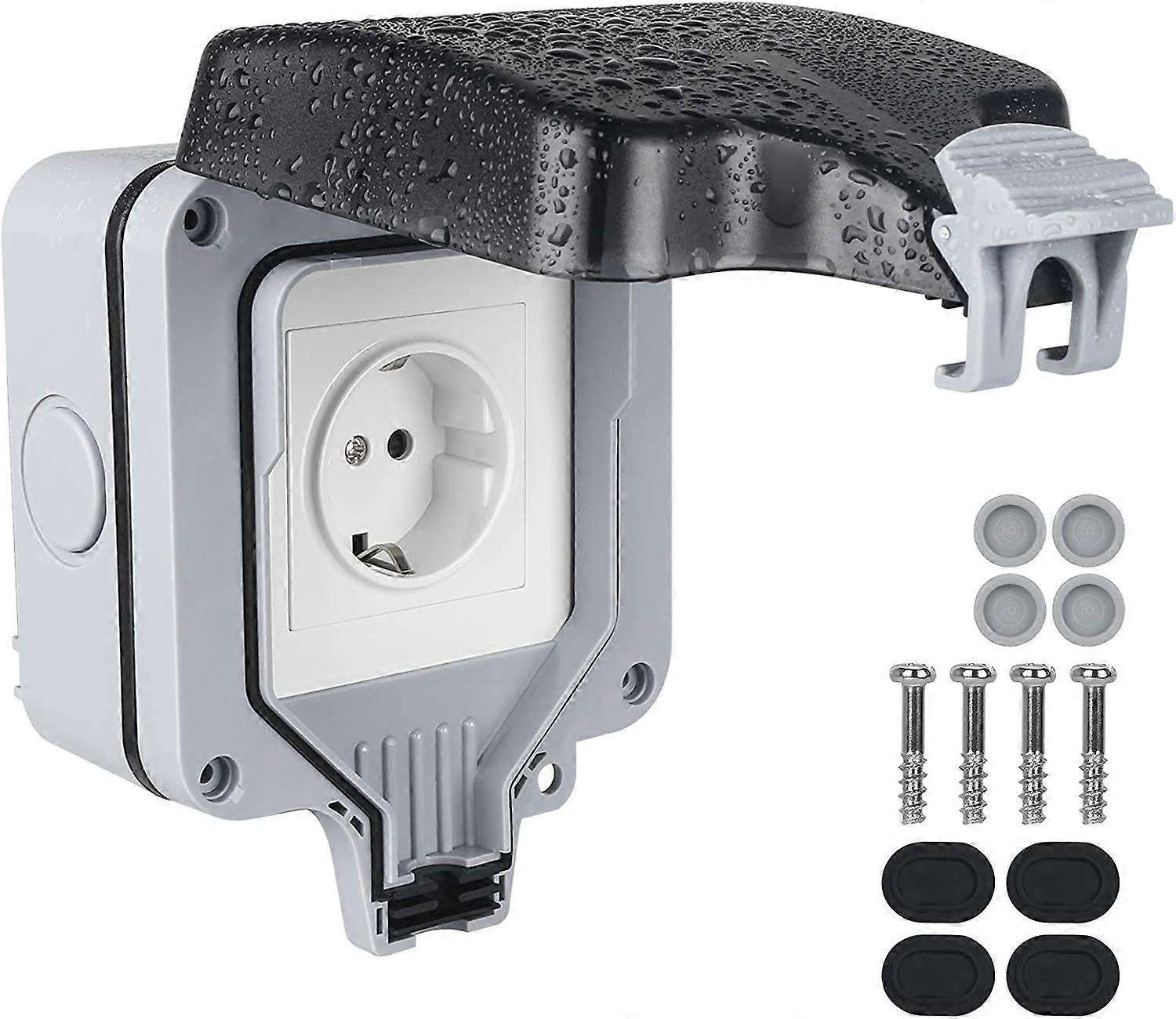 Ip66 Waterproof Outdoor Socket, wall socket for outdoor use, waterproof outdoor socket, protruding protection contact External socket with hinged cove
