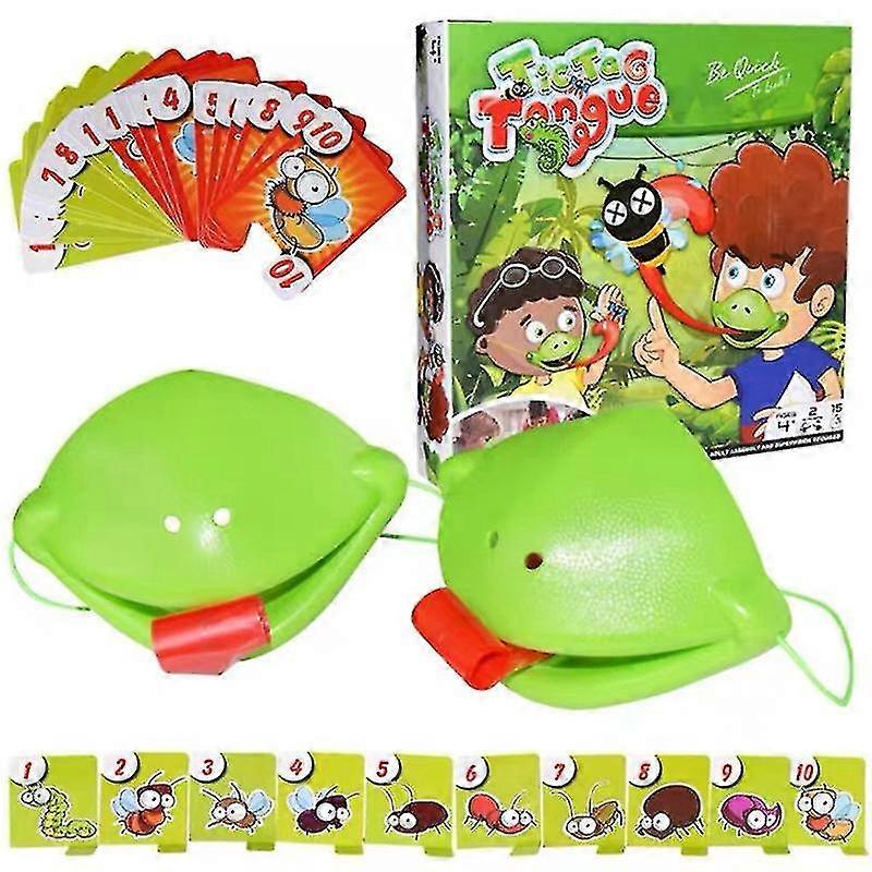 Chameleon Game Set Frog Mouth Take Card Tongue Board Game Tongue Tic-tac Chameleon Frog Mask Game
