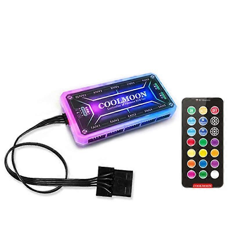 12v 5a Color Controller With 10pcs 6pin Fan Port 2pcs 4pin Light Bar Port Rgb Fans Remote Controller