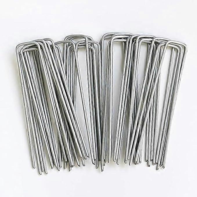 100 حصص حديقة الصلب المجلفن 150 * 25 * 4- الأرض مرساة المهاد قماش القنب الدبابيس