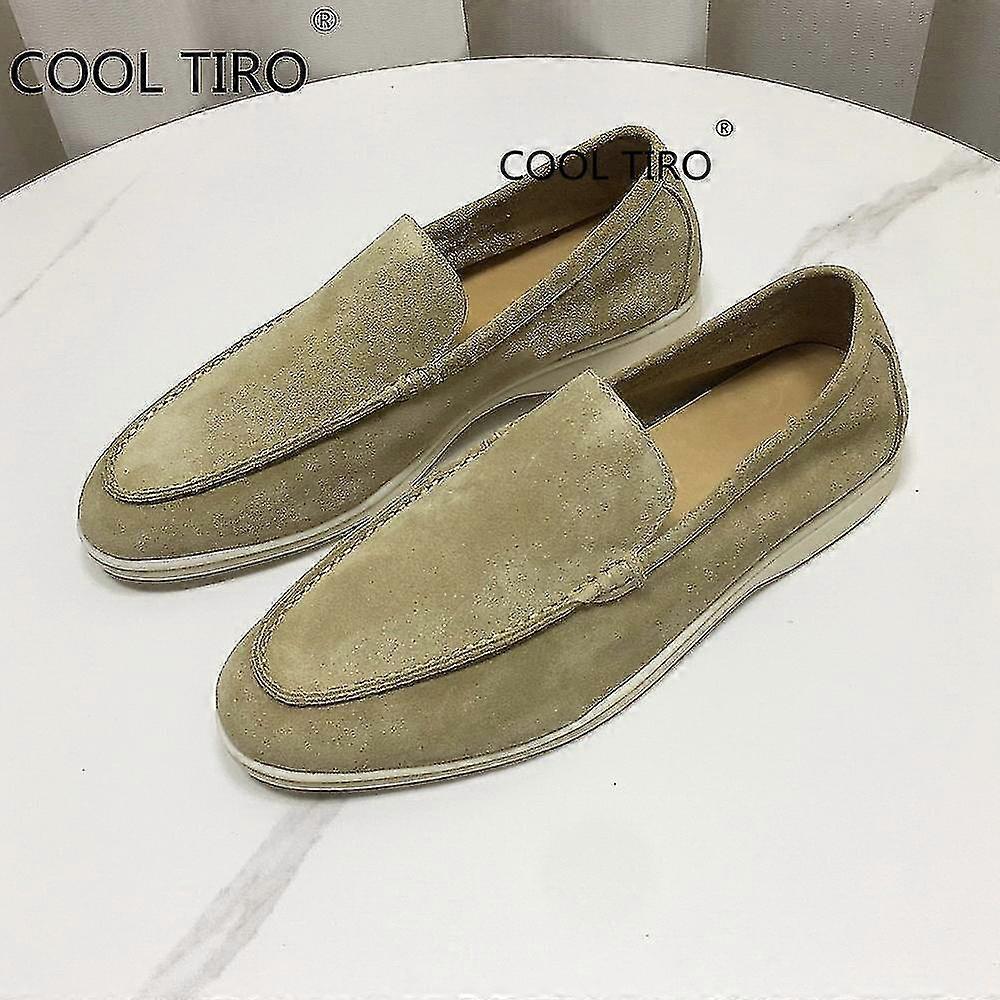 Sand Suede Men Loafers Casual Moccasins Summer Walk Shoes Round Toe Slip-ons Flat Driving Lazy Beanie Shoes Gentleman Dress Shoe