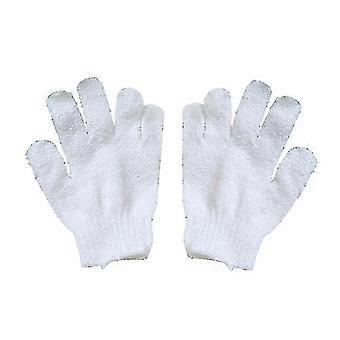 1 Paar Bad Peeling Handschuh Fünf Finger Körper Peeling Handschuhe Bad Dusche Sauna Schrubber Handschuh für Männer Frauen (weiß)