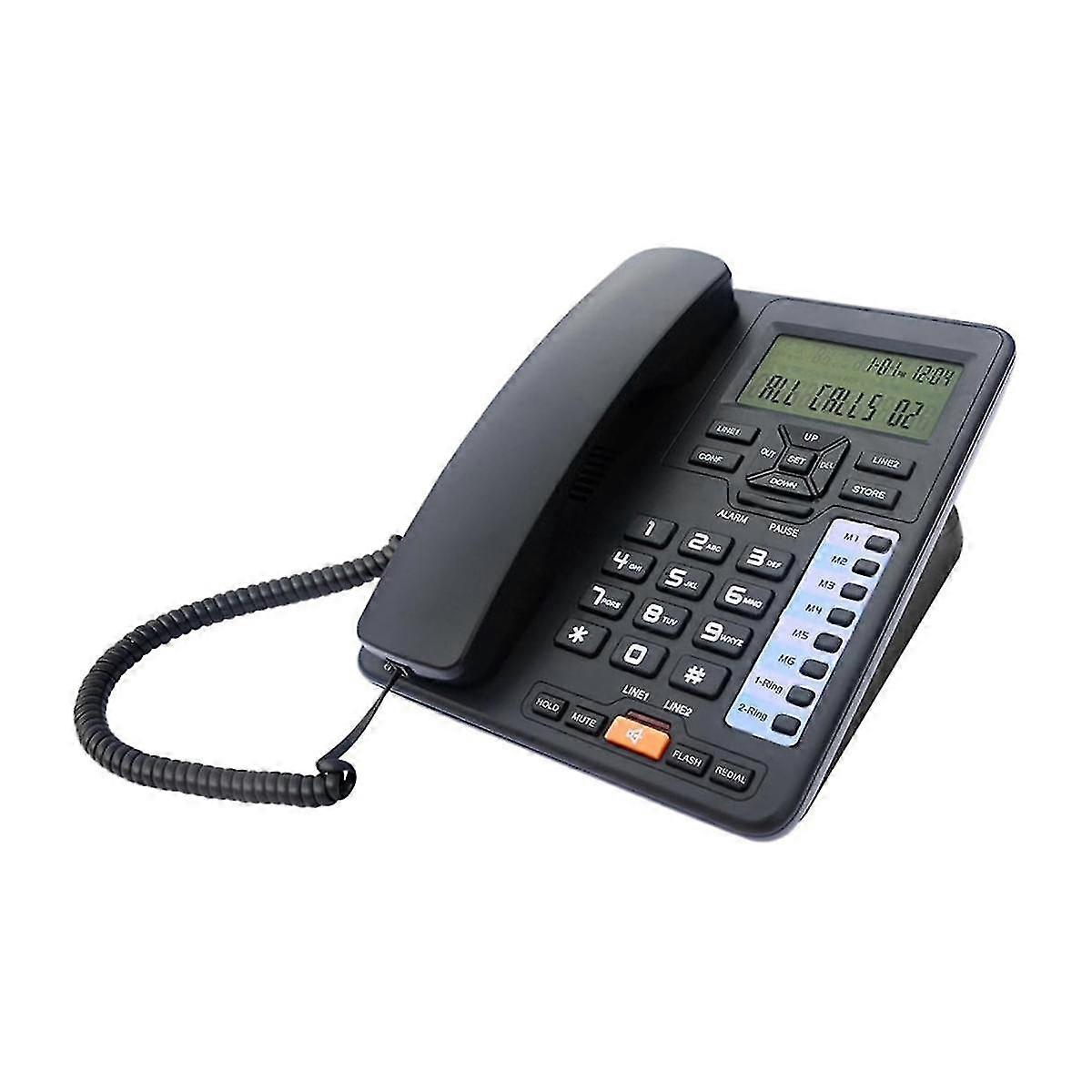 Tc6400 2-line Telephone Desktop Corded Landline With Backlit Lcd Display Callerid Number Storage For Home Office Hotels