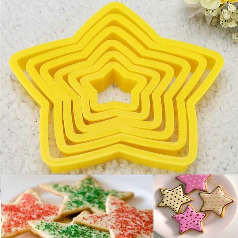 6Pcs/set Christmas Tree Cookie Cutter Stars Shape Cake Biscuit Cutter Mold