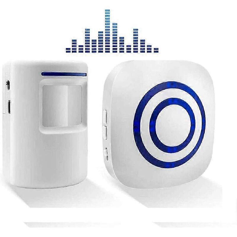 Wireless Doorbell Electric Doorbell Kit with 1 Receiver and 1 PIR Motion Detector Sensor Siren, 38 Melodies, (European Version)