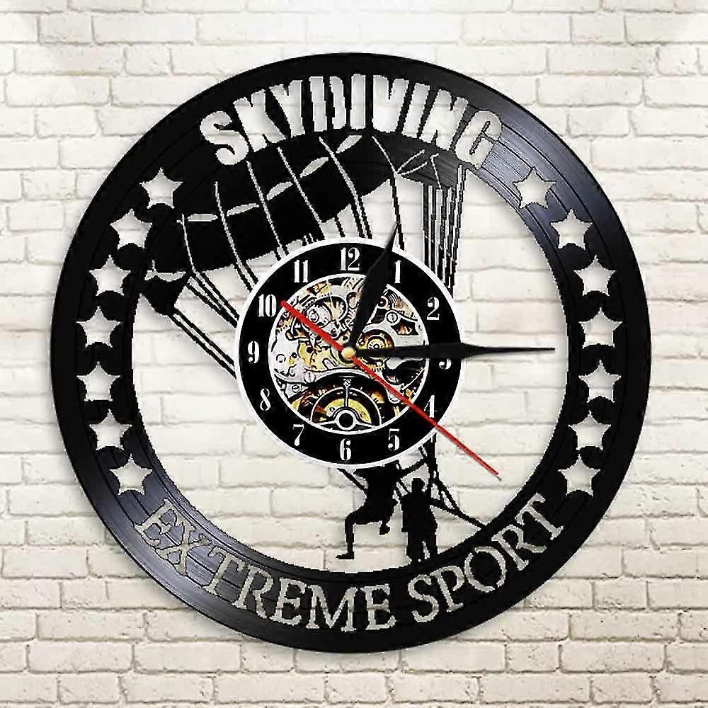 Parachute Design Wall Clock Army Wall Clock Art Free Flight Skydiving Vinyl Record Wall Clock Home Decor