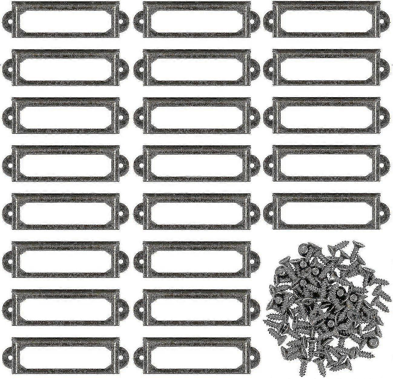 Κάτοχοι ετικετών μετάλλων 50pcs με τις βίδες για τα συρτάρια επίπλων πλάκες ονόματος καρτών - χαλκός (s-60 Χ 17mm)