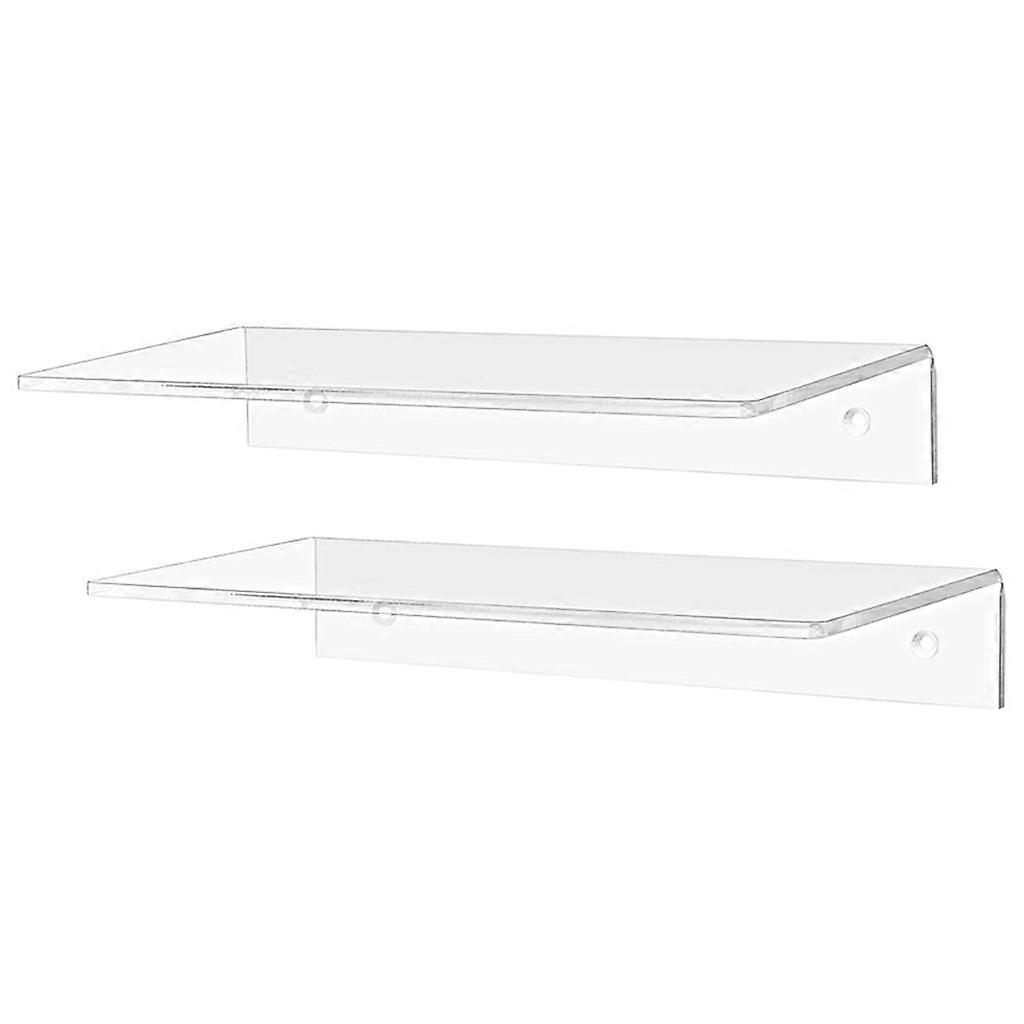 2Pcs 12 Inch Acrylic Floating Shelf Wall Mount Display Organizer Ledge Book Rack