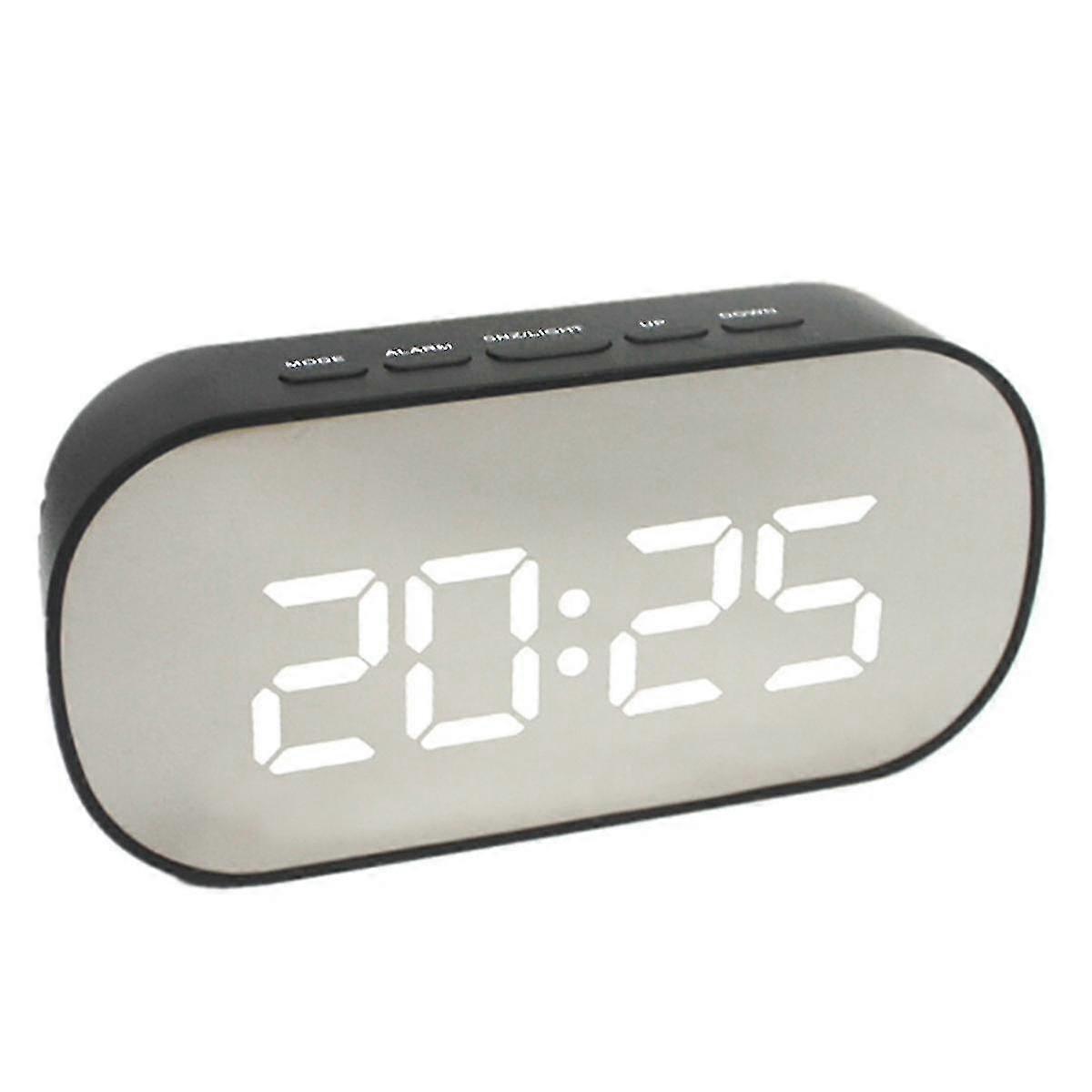 Led Digital Alarm Clock Black Frame White Light
