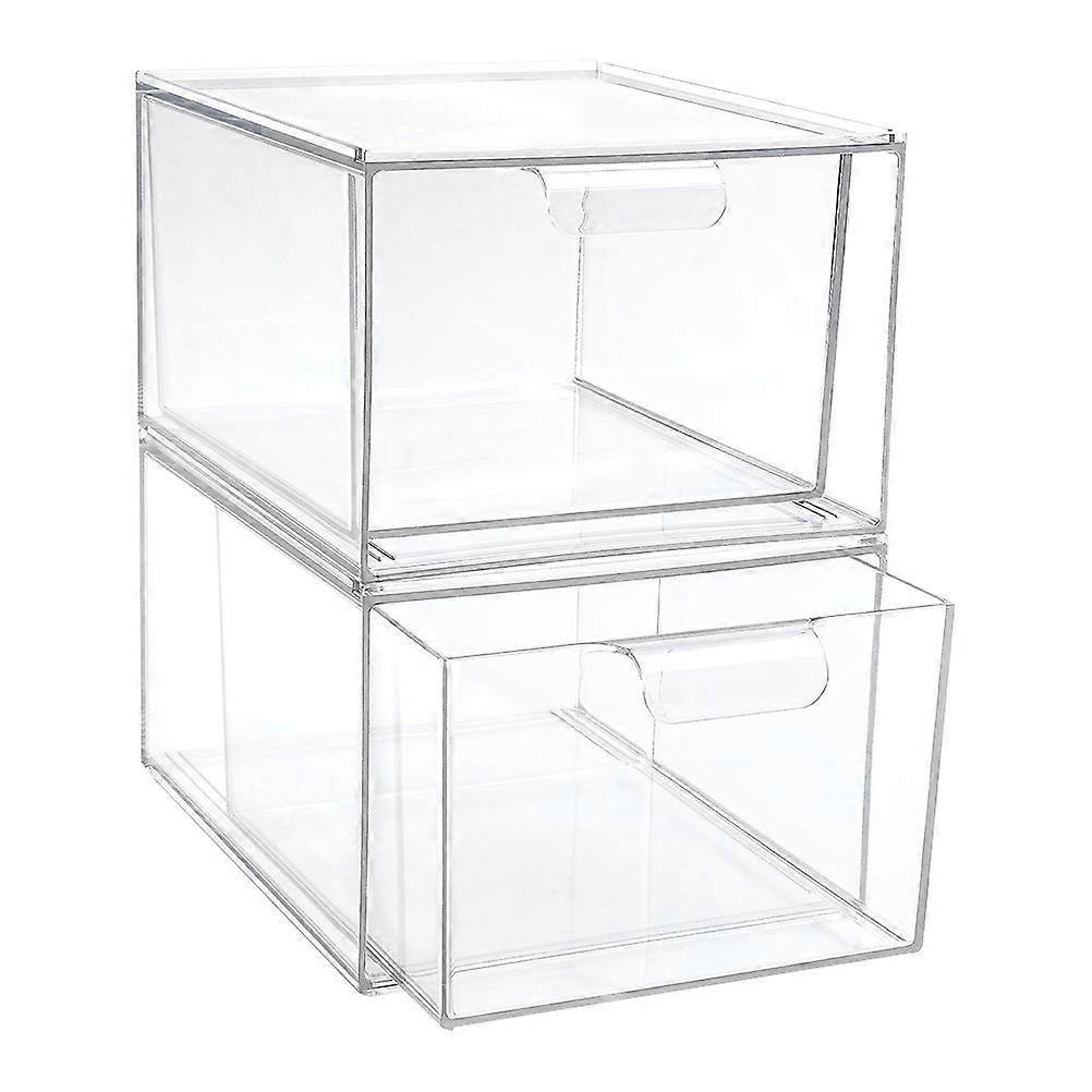 2pcs Gadget Storage Boxes Plastic Stacking Storage Boxes Cosmetic Organizer