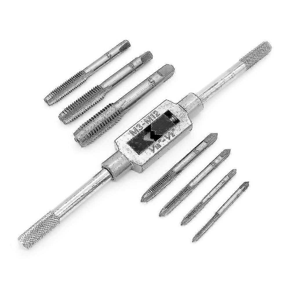 8 Pieces Metric Tap Set - Adjustable Hand Metric Thread Tap Tap With Wrench - M3 M4 M5 M6 M8 M10 M12