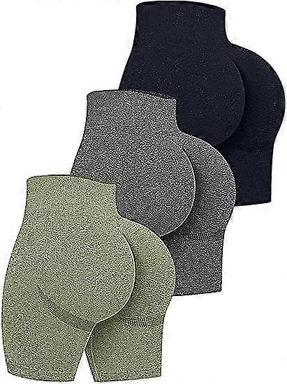 Women's 3 Piece High Waist Workout Shorts Butt Lifting Tummy Control Yoga Short Pants