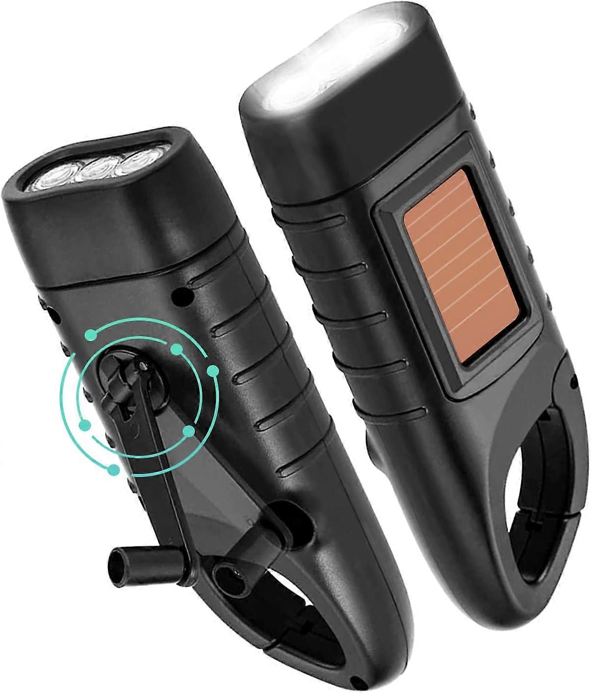 Crank Torch 2pcs Solar Crank Torch Rechargeable LED Generator Torch with Hand Crank Emergency Crank Light