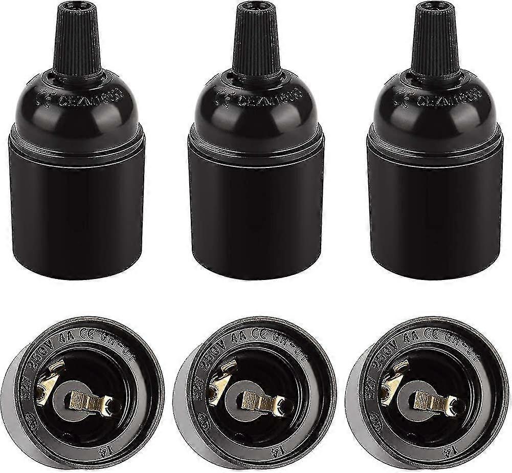 6pcs E27 Black Socket. Retro Pendant Lamp. Solid Bakelite Adapter Lamp Holder