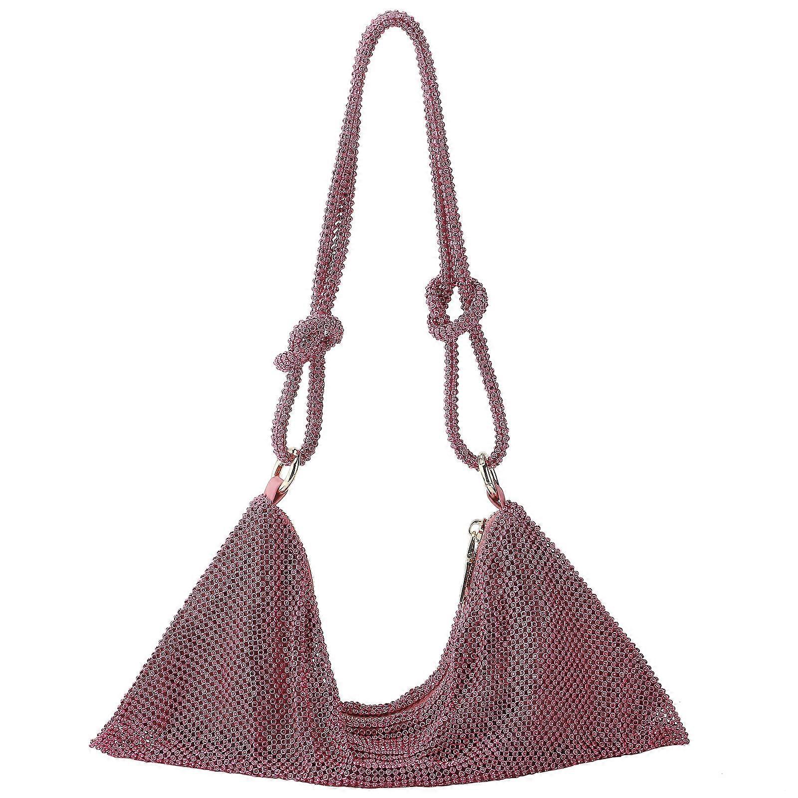 Silver Shiny Tote Crystal Dinner Party Wedding Purses Handbag