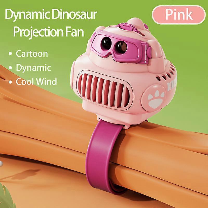 Dynamic projection clock fan Portable summer cooling fan Leafless USB cartoon fan Cartoon wrist fan Portable toy fan