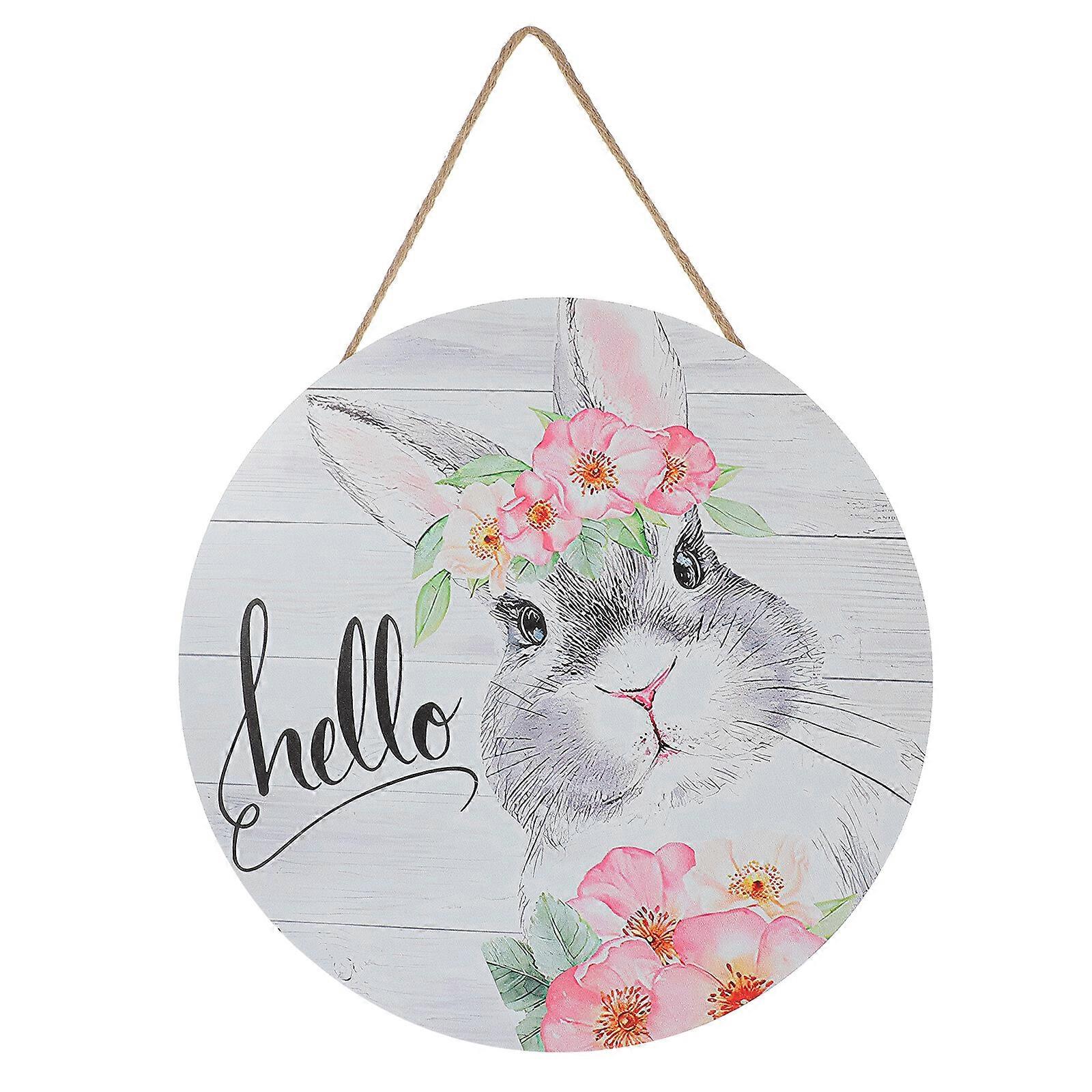 Round Easter Wood Sign Easter Wooden Hanging Plaque Easter Front Door Sign Easter Welcome Sign