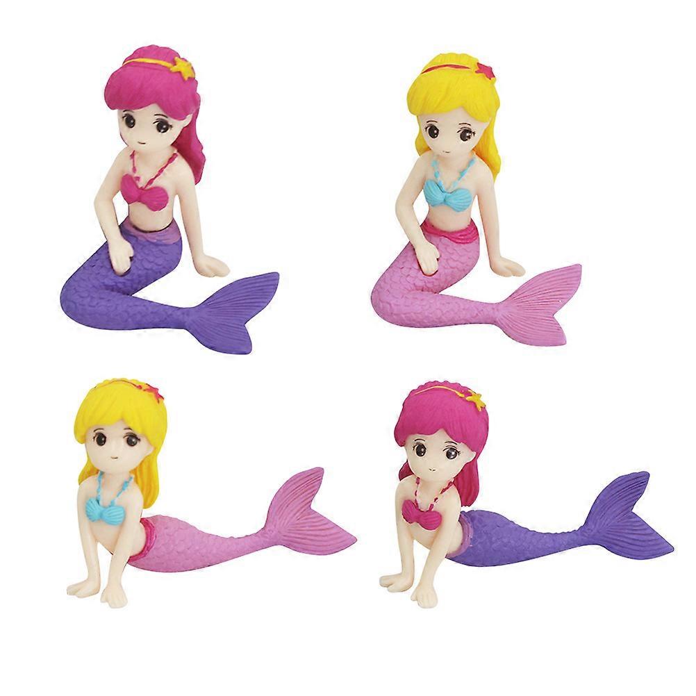 4Pcs Lovely Mermaid Doll Design Cake Toppers Creative Exquisite Cake Inserted Cards Baking Ornaments Party Decoration (Mixed Pattern Delivery)
