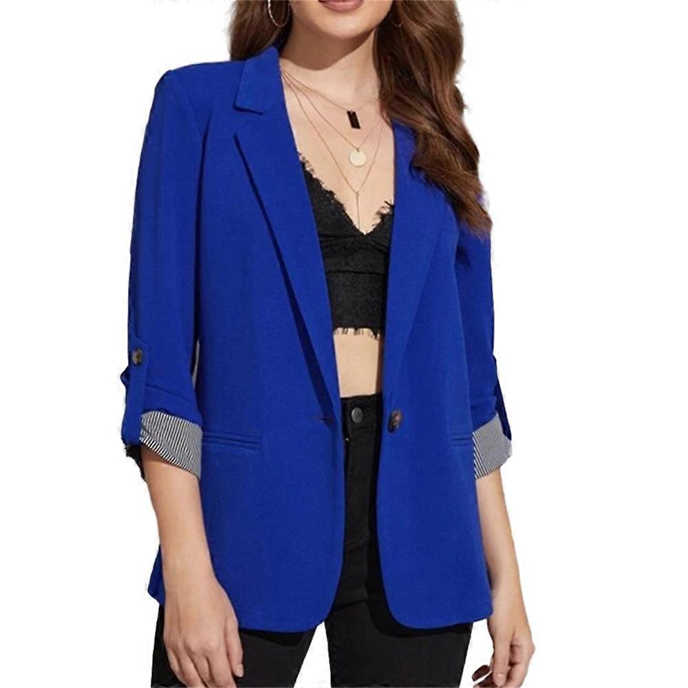 Women's Solid Lapel Blazer, Elegant Open Front Work Office Outerwear