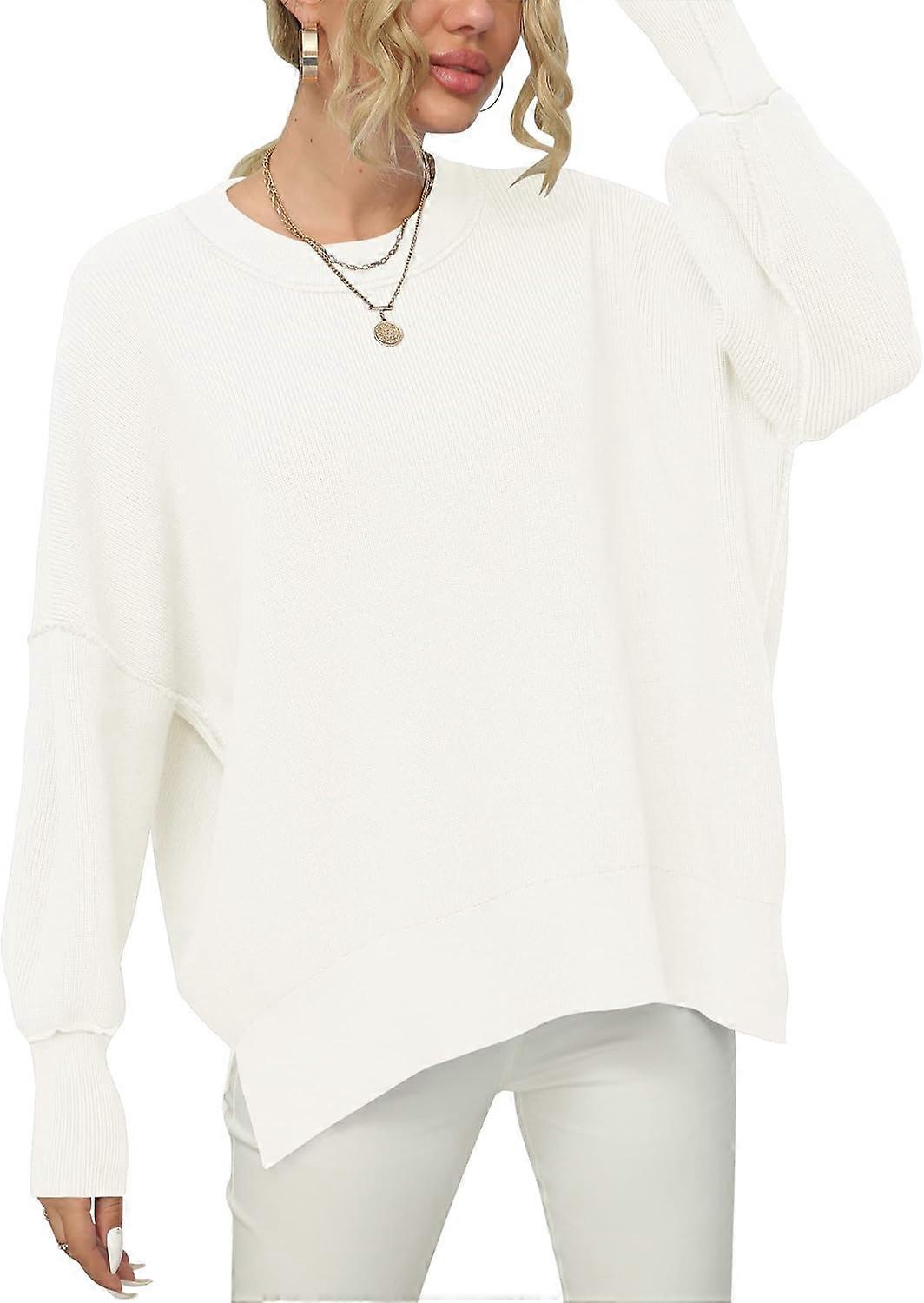 Girocollo Batwing Sleeve Oversize a costine Pullover Pullover Top Top