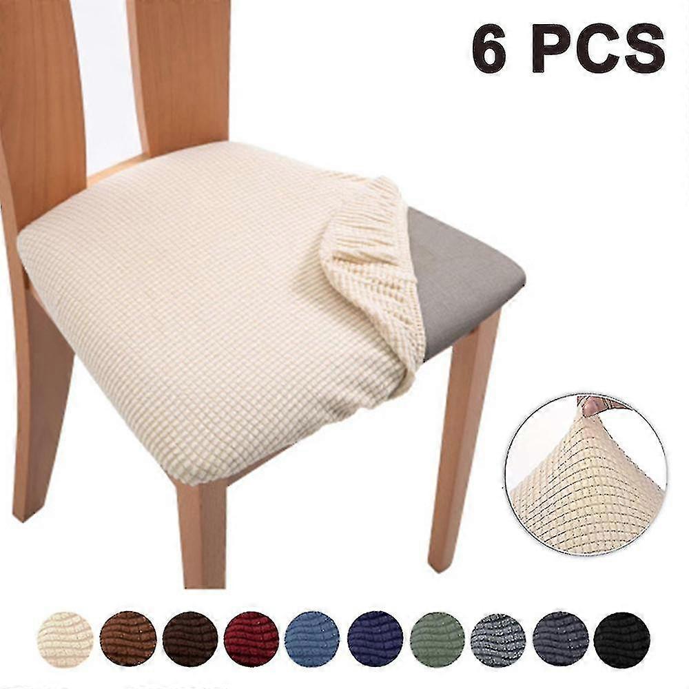 6pcs Stretch Jacquard stol setetrekk, avtakbar stol sete pute