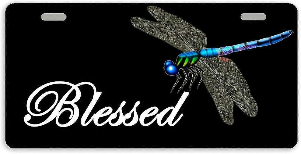 Tampa de Placa de Licença de Carro de Metal Libélula Abençoada com 2 Furos 11,8 x 6,1 Polegadas