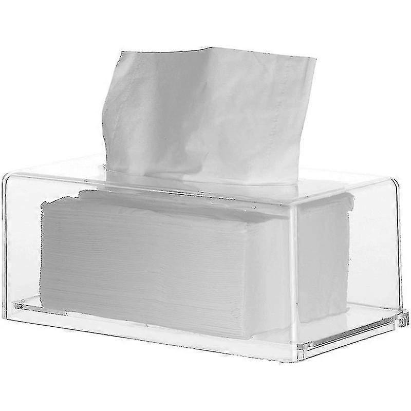 Tissue Box Holder With Cover Rectangular,facial Tissue Dispenser Box Case For Countertop,clear Plastic Dryer Sheet Container Napkin Organizer For Bath