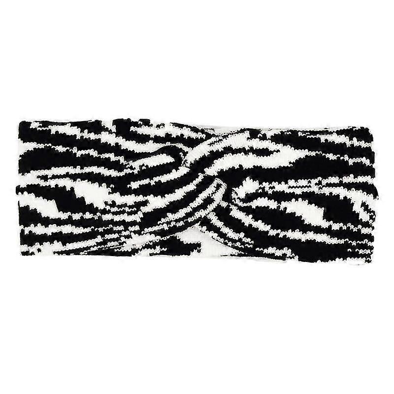 Knotted Headbands Non Slip Knitted Wide Turban Elastic Zebra Pattern Hairband