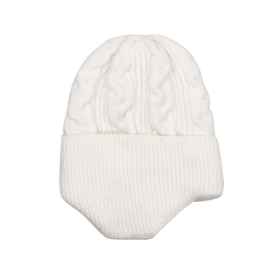 Simple Knitted Hat Solid Color Warmth Thickened Curl Edge Hat Casual Fall Winter