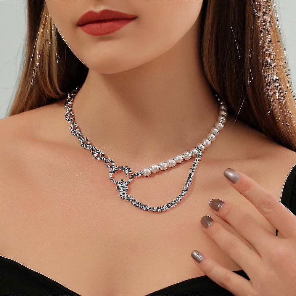 Ins Collar Asimétrico Collar Cadena Simple Clavícula Collar de Cadena