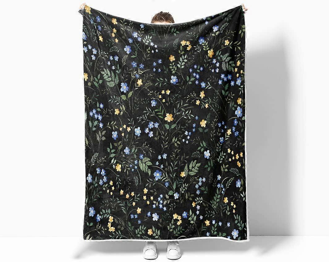 Bahar Çiçekli Atma Battaniye, Siyah ve Sarı Suluboya Çiçekli Atma Battaniye, Koltuk için, Çiftlik ÇiçekleriKadınlar Kızlar için Yumuşak ve Sıcak Atma Battaniye