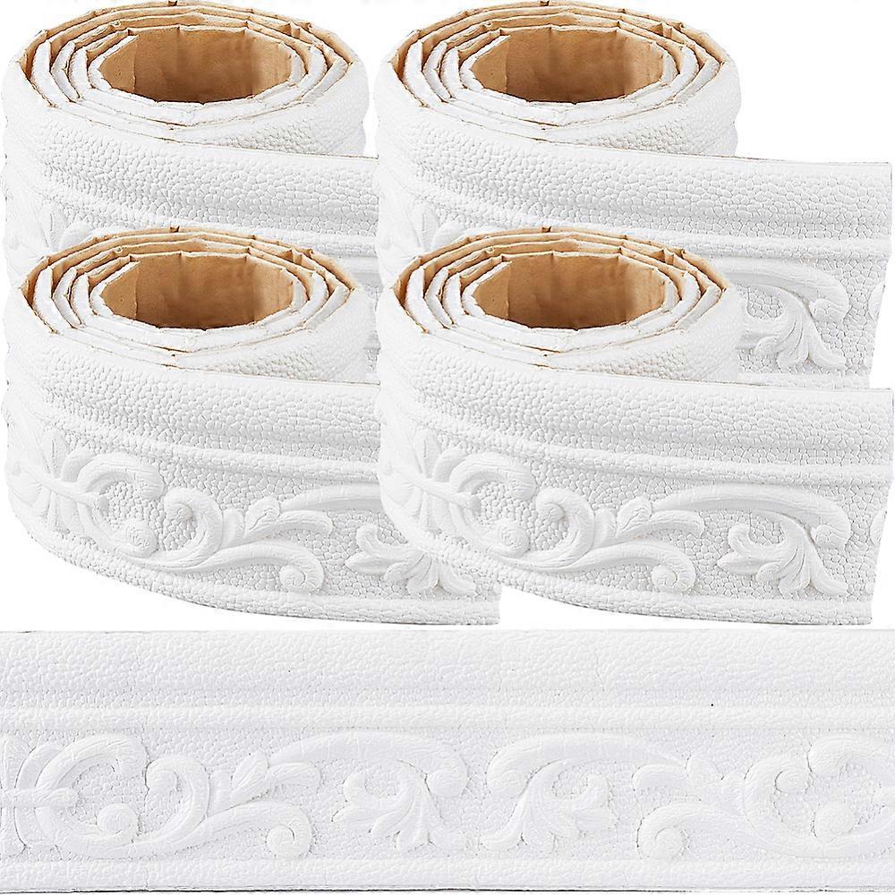 Self-Adhesive XPE Grain Contact Paper Wall Stickers for Shelf Liner Dresser Drawer Locker White 80x6mm about 2.1m/pc 4pcs