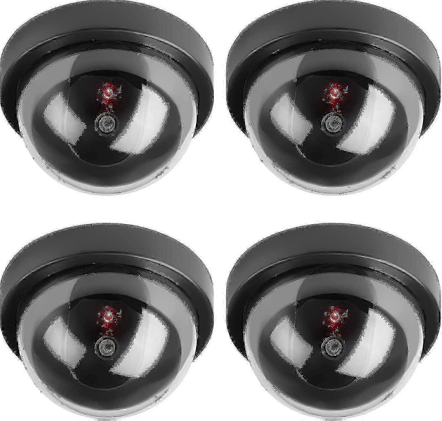 Dome Dummy Fake Security Cctv Camera Simulation Monitor With Led Blinking Light, Outdoor Indoor Use For Homes & Business, 4 Pack