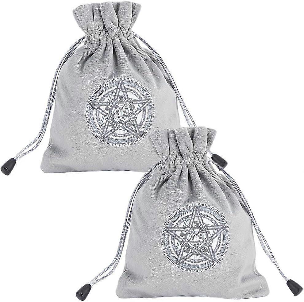 2Pcs Tarot Bags Velvet Tarot Card Storage Bag Pouches Pentacle Array Holder Set Rune with Drawstrings Large Packing for Tarot Card Crystal Jewelry Dic