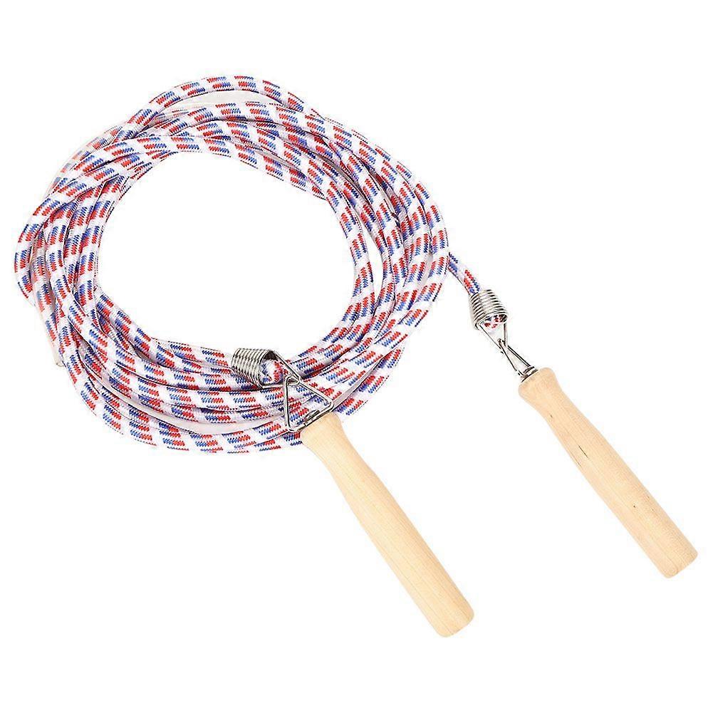 Wooden Handle Cotton Skipping Rope Multiplayer Jumping Ropes for School Training Red and Blue5m/16.40ft
