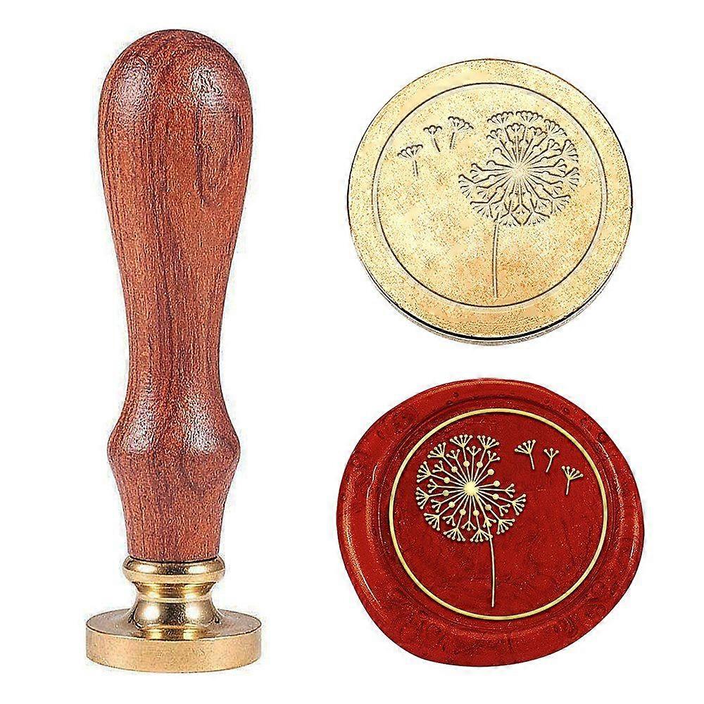 Wax Seal Stamp Set Sealing Wax Stamp Solid Brass Heads with Wood Handles for Envelopes Invitations Gift Card Dandelion 83x22mm Stamps: 25x14.5mm