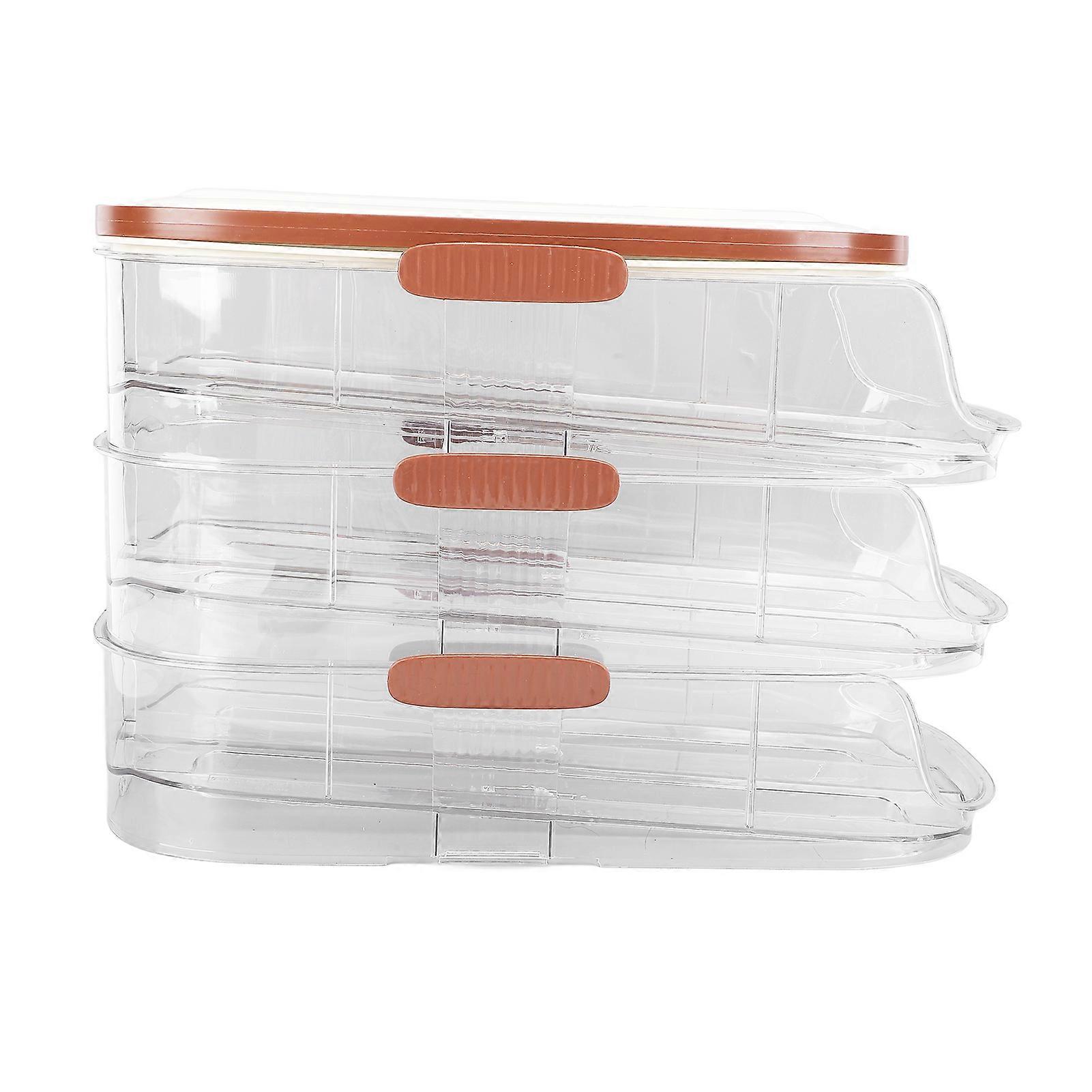 3 Layer Automatic Rolling Egg Storage Box Egg Organizer Egg Storage Container with Lid for Refrigerator Double Row